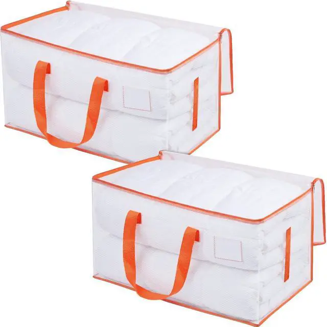 Main image of 2-Pack Clear Moving Bags Heavy Duty Extra Large, Storage Totes with Reinforced Handles & Label Pocket, Transparent Packing Containers for College Dorm, Clothes, Bedding, Home Organization