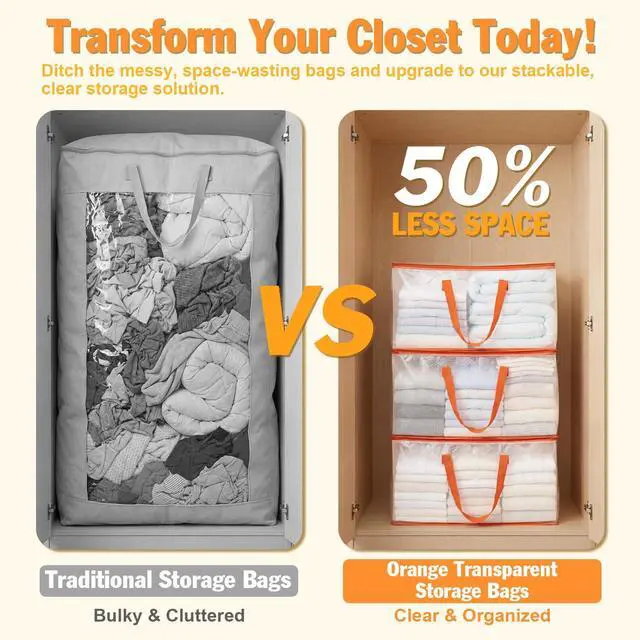 Alt view image 5 of 7 - 2-Pack Clear Moving Bags Heavy Duty Extra Large, Storage Totes with Reinforced Handles & Label Pocket, Transparent Packing Containers for College Dorm, Clothes, Bedding, Home Organization