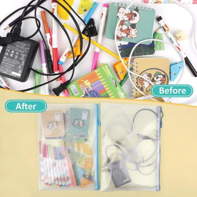 Alt view image 5 of 6 - 12pcs Mesh Zipper Pouch Bags, A4 Puzzle Bag (12 Colors, 12 Packs) for Organizing, Classroom Must Have Storage Bag, File Bags for School, Board Games and Office Supplies