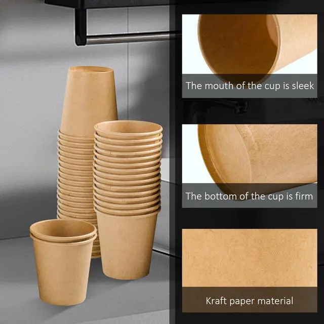 Alt view image 3 of 7 - 300 Pack 3 oz Paper Cups, Disposable Kraft Small Bathroom Cups 3 Ounce, Hot/Cold Beverage Cups for Home, Kitchen, Party