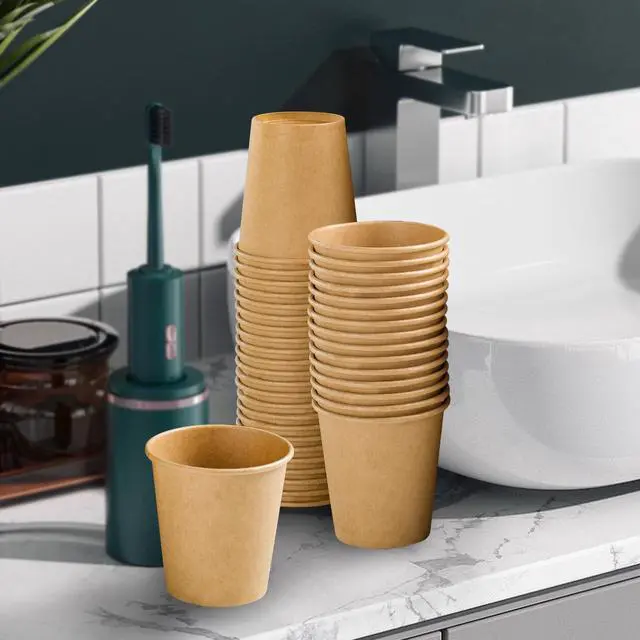 Alt view image 5 of 7 - 300 Pack 3 oz Paper Cups, Disposable Kraft Small Bathroom Cups 3 Ounce, Hot/Cold Beverage Cups for Home, Kitchen, Party