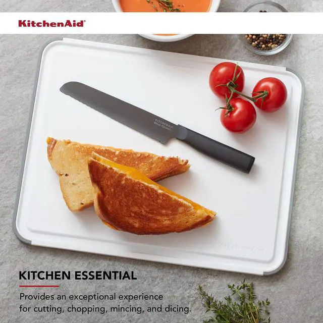 Alt view image 2 of 7 - Classic Cutting Board with Perimeter Trench and Non Slip Edges, Dishwasher Safe, 11 inch x 14 inch, White and Gray