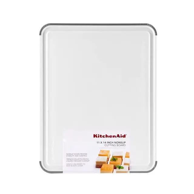Alt view image 7 of 7 - Classic Cutting Board with Perimeter Trench and Non Slip Edges, Dishwasher Safe, 11 inch x 14 inch, White and Gray