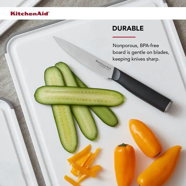 Alt view image 4 of 7 - Classic Cutting Board with Perimeter Trench and Non Slip Edges, Dishwasher Safe, 11 inch x 14 inch, White and Gray