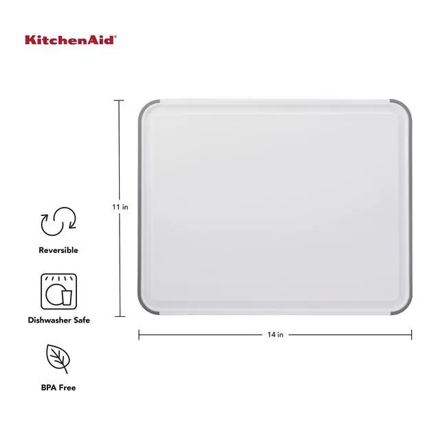Alt view image 5 of 7 - Classic Cutting Board with Perimeter Trench and Non Slip Edges, Dishwasher Safe, 11 inch x 14 inch, White and Gray