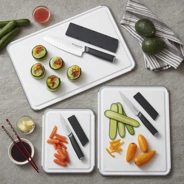 Alt view image 6 of 7 - Classic Cutting Board with Perimeter Trench and Non Slip Edges, Dishwasher Safe, 11 inch x 14 inch, White and Gray