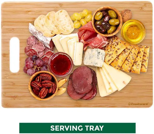 Alt view image 2 of 5 - Bamboo Cutting Board Set of 3, Wooden Cutting Boards for Kitchen, Knife Friendly Food Grade Chopping Board, Lightweight with Hanging Hole for Easy Storage