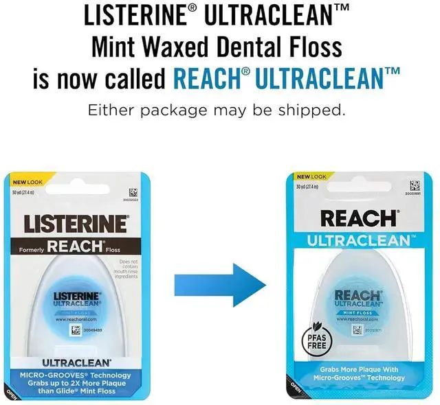 Alt view image 2 of 6 - Listerine Ultraclean Dental Floss, Plaque Remover, Shred Resistant, Waxed, Gentle on Gums & Teeth, Mint, PFAS-Free, Fresh Breath, Oral Care, for Adults & Kids, 30 yds - Pack of 2