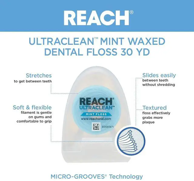Alt view image 3 of 6 - Listerine Ultraclean Dental Floss, Plaque Remover, Shred Resistant, Waxed, Gentle on Gums & Teeth, Mint, PFAS-Free, Fresh Breath, Oral Care, for Adults & Kids, 30 yds - Pack of 2