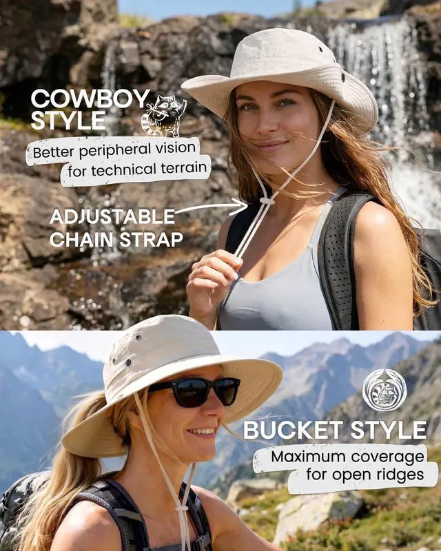 Alt view image 5 of 6 - Sun Hats for Women with Ponytail Hole Wide Brim Beach Bucket Hat UPF 50+ Fishing Hiking Outdoor Hats Beige