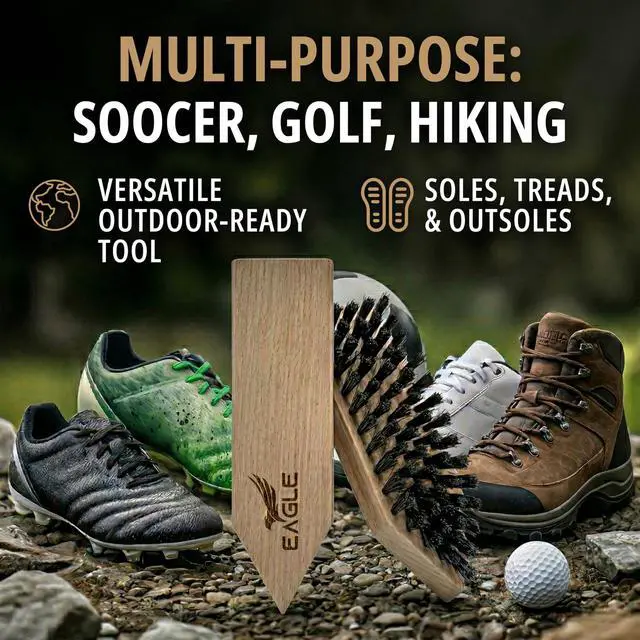 Alt view image 7 of 7 - Heavy-Duty Boot & Cleat Brush Tough Bristle Scrubber for Muddy Boots, Football Cleats & Golf Shoes Rugged Cleaning Tool for Soles, Treads & Outsoles Wood Handle, Outdoor-Ready