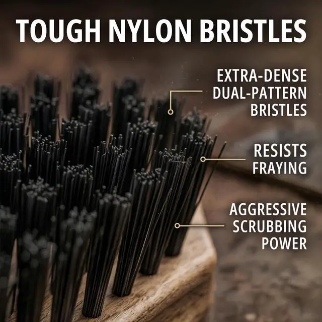 Alt view image 3 of 7 - Heavy-Duty Boot & Cleat Brush Tough Bristle Scrubber for Muddy Boots, Football Cleats & Golf Shoes Rugged Cleaning Tool for Soles, Treads & Outsoles Wood Handle, Outdoor-Ready