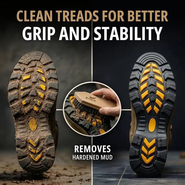 Alt view image 2 of 7 - Heavy-Duty Boot & Cleat Brush Tough Bristle Scrubber for Muddy Boots, Football Cleats & Golf Shoes Rugged Cleaning Tool for Soles, Treads & Outsoles Wood Handle, Outdoor-Ready