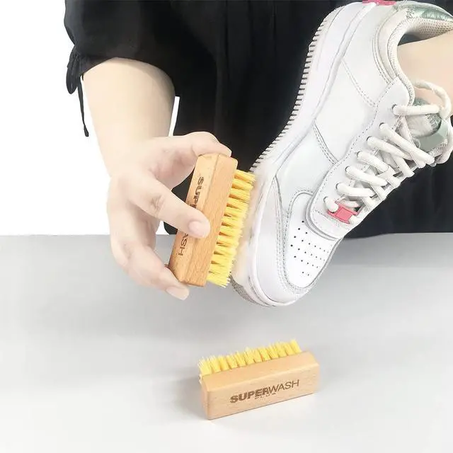 Alt view image 3 of 6 - Shoe Cleaning Brushes, Wooden Shoe Sole Bottom Scrub Brush, Stiff Nylon Bristles Scrubbing Stubborn Stains - 3 Pack