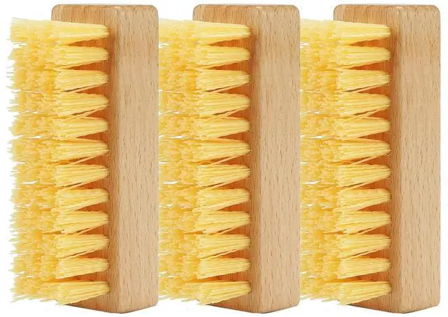 Main image of Shoe Cleaning Brushes, Wooden Shoe Sole Bottom Scrub Brush, Stiff Nylon Bristles Scrubbing Stubborn Stains - 3 Pack