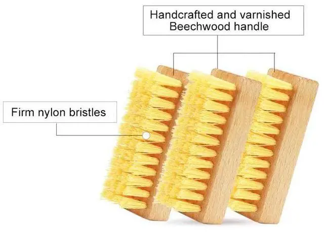 Alt view image 4 of 6 - Shoe Cleaning Brushes, Wooden Shoe Sole Bottom Scrub Brush, Stiff Nylon Bristles Scrubbing Stubborn Stains - 3 Pack