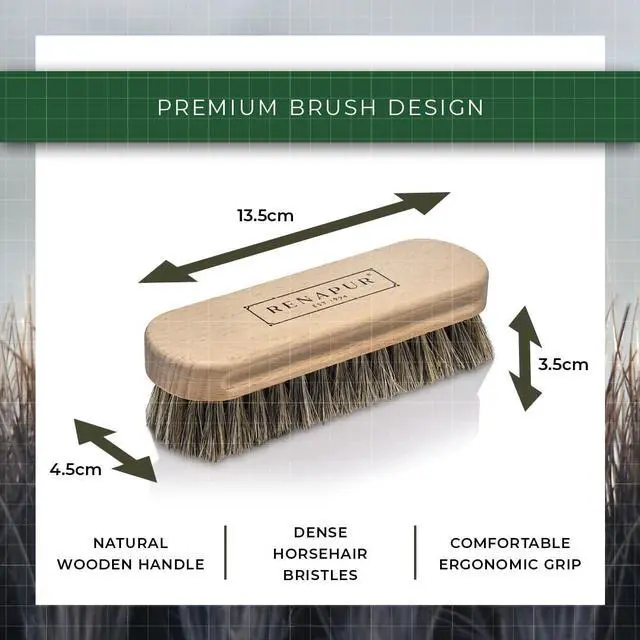 Alt view image 3 of 7 - Premium Horsehair Brush - Super-Soft Bristles with Ergonomic Wooden Handle, Perfect for Polishing Leather & Cleaning Suede or Fabric Shoes/Boots.