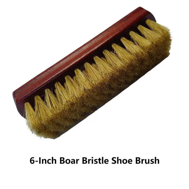 Alt view image 6 of 7 - 6" Shoe Brush Set, 3-Stiffness Horsehair Boar Nylon | 100% Horsehair, Boar Bristle, Stiff Nylon Bristle; For Leather & Boots Cleaning & Polishing; Beech Wood Handle