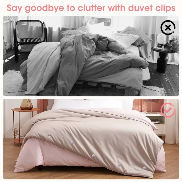 Alt view image 5 of 7 - Duvet Clips Duvet Cover Pins,Duvet Pin Comforter Clips 16set, Soft Fabric Material Double Sided Pin Fasteners for Quilt, Cushions, Curtains- Grey