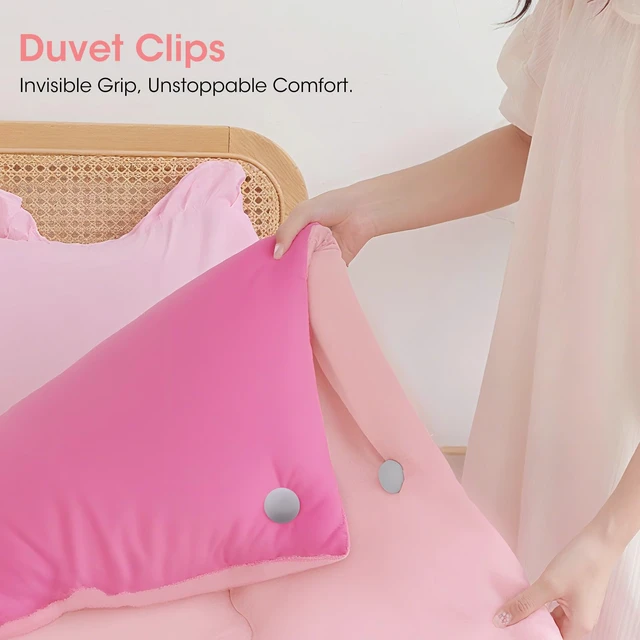 Alt view image 6 of 7 - Duvet Clips Duvet Cover Pins,Duvet Pin Comforter Clips 16set, Soft Fabric Material Double Sided Pin Fasteners for Quilt, Cushions, Curtains- Grey