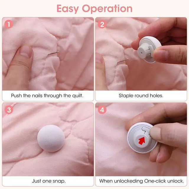 Alt view image 4 of 7 - Duvet Pin Duvet Clips 16 Sets, Duvet Cover Pins Comforter Clips with Soft Fabric Material, Double Sided Pin Fasteners for Quilt, Cushions, Curtains - White