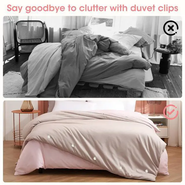 Alt view image 5 of 7 - Duvet Pin Duvet Clips 16 Sets, Duvet Cover Pins Comforter Clips with Soft Fabric Material, Double Sided Pin Fasteners for Quilt, Cushions, Curtains - White