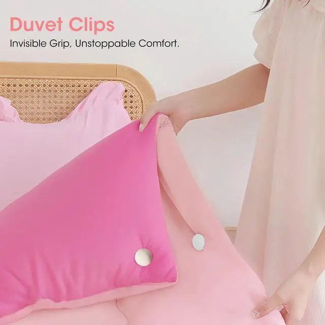 Alt view image 6 of 7 - Duvet Pin Duvet Clips 16 Sets, Duvet Cover Pins Comforter Clips with Soft Fabric Material, Double Sided Pin Fasteners for Quilt, Cushions, Curtains - White
