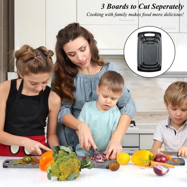 Alt view image 4 of 7 - Plastic Cutting Boards Set of 3,BPA Free,Dishwasher Safe