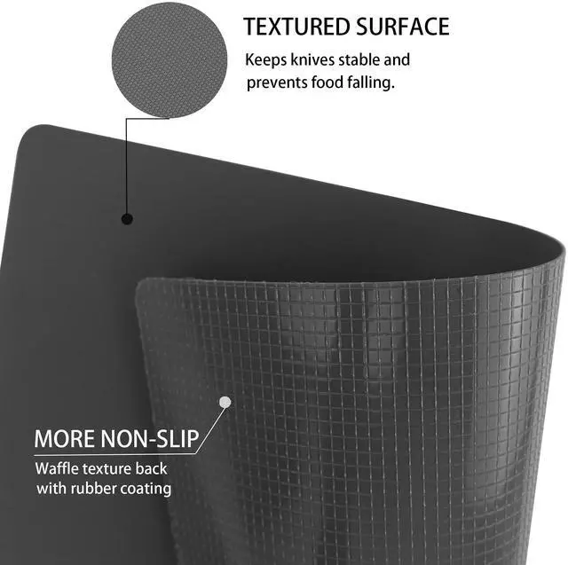 Alt view image 2 of 7 - Flexible Plastic Cutting Board Set of 5 Gradient Color, Colorful Chopping Boards, BPA Free Mats, Non-Slip, Dishwasher Safe, 15x12 Inch, Gray Neutral Colors