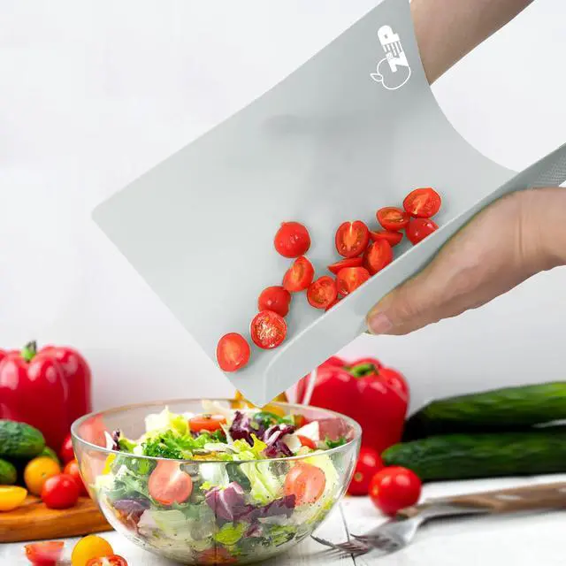 Alt view image 4 of 7 - Flexible Plastic Cutting Board Set of 5 Gradient Color, Colorful Chopping Boards, BPA Free Mats, Non-Slip, Dishwasher Safe, 15x12 Inch, Gray Neutral Colors