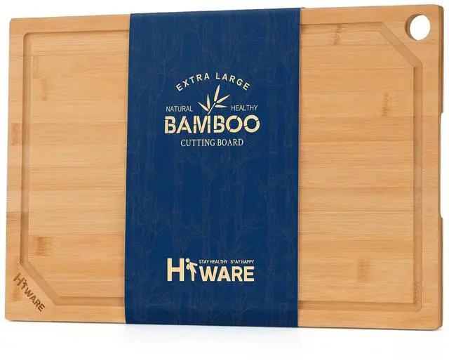 Main image of Extra Large Bamboo Cutting Board for Kitchen, Heavy Duty Wood Cutting Board with Juice Groove, 100% Organic Bamboo, Pre Oiled, 18" x 12"