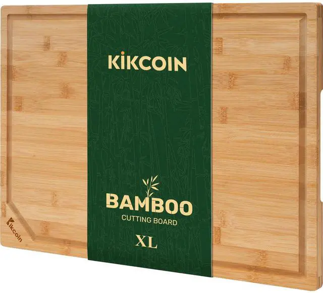 Main image of 17×11 Bamboo Cutting Boards for Kitchen, Healthy Wooden Cutting Boards for Kitchen, Charcuterie, Vegetables, Cheese, Extra Large Chopping Boards with Deep Juice Groove and Handle, Natural