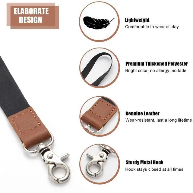 Alt view image 5 of 7 - Lanyard, Lanyards for Keys, Black Keychain Long Lanyard for Women Men, Cute Neck Lanyard for ID Badges Wallet
