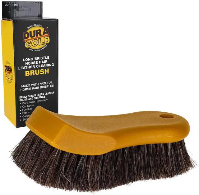 Main image of Long Bristle Horse Hair Leather Cleaning Brush - Scrub Clean Car Interior Upholstery, Seats, Furniture, Fabric, Carpet, Shoes Boots Sneakers - Auto Detailing, Scrubbing Removing Stains, Dirt