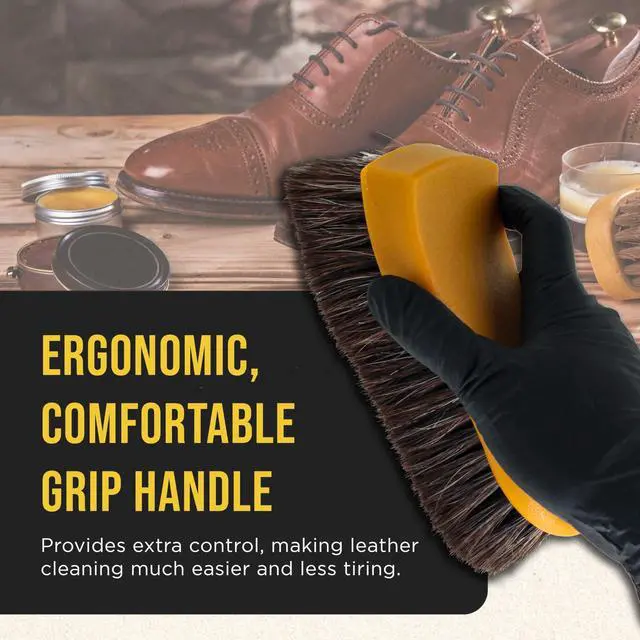 Alt view image 4 of 5 - Long Bristle Horse Hair Leather Cleaning Brush - Scrub Clean Car Interior Upholstery, Seats, Furniture, Fabric, Carpet, Shoes Boots Sneakers - Auto Detailing, Scrubbing Removing Stains, Dirt
