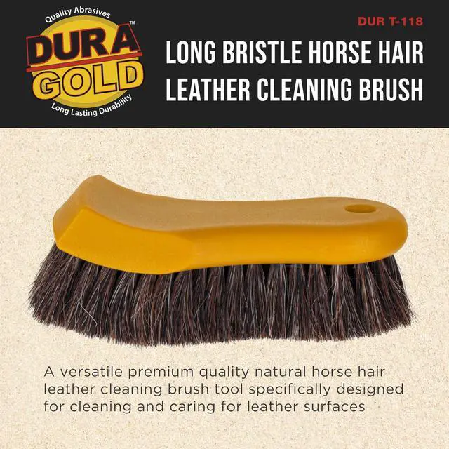Alt view image 2 of 5 - Long Bristle Horse Hair Leather Cleaning Brush - Scrub Clean Car Interior Upholstery, Seats, Furniture, Fabric, Carpet, Shoes Boots Sneakers - Auto Detailing, Scrubbing Removing Stains, Dirt