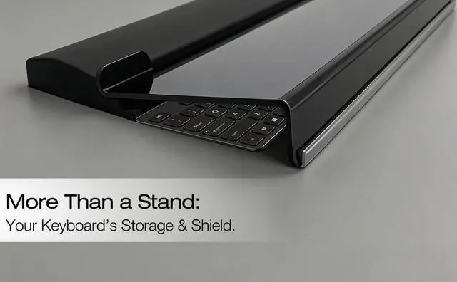 Alt view image 6 of 7 - Acrylic Tilted Computer Keyboard Stand Holder, 16.9" x 5.7" Keyboard Riser with Silicone Anti-Slip Strip, Keyboard Tray for Easy Ergonomic Typing for Office Desk, Home, School (Black)