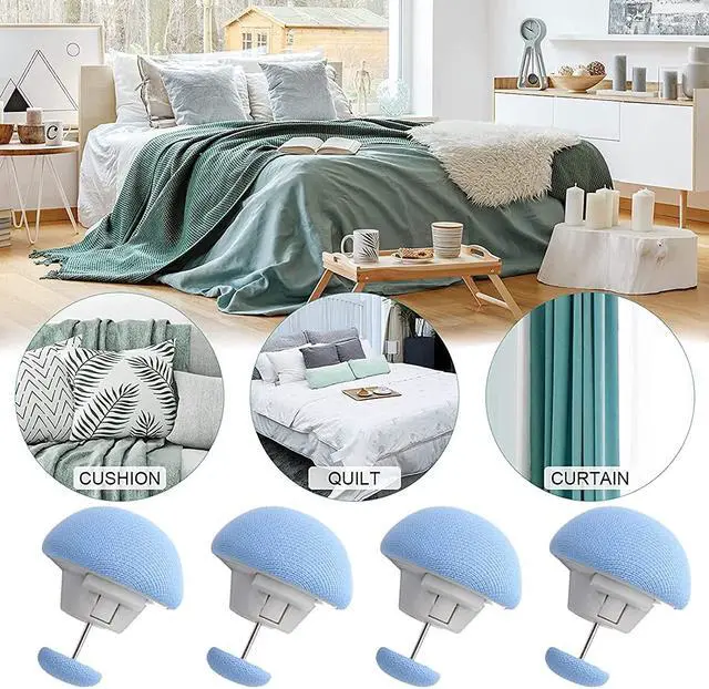 Alt view image 2 of 7 - 16 Pcs Duvet Clips Set, Duvet Pins, Duvet Button,Quilt Fixing Clips Duvet Cover Clips Mushroom Round Fixing Clips with Buttons Bedroom Duvet Fixing Holder Non-Slip (Blue)