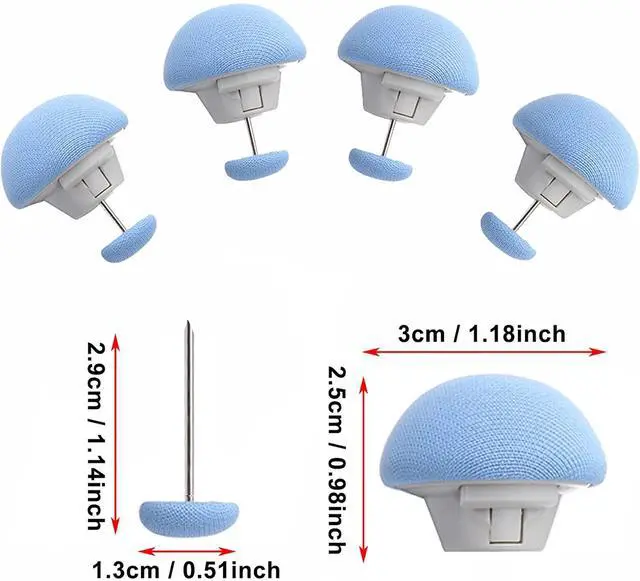 Alt view image 3 of 7 - 16 Pcs Duvet Clips Set, Duvet Pins, Duvet Button,Quilt Fixing Clips Duvet Cover Clips Mushroom Round Fixing Clips with Buttons Bedroom Duvet Fixing Holder Non-Slip (Blue)