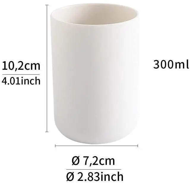 Alt view image 3 of 6 - Bathroom Tumblers 2Pcs, Mouthwash Cup, Toothbrush Holders, Drink Mug, Pen Holder, Unbreakable Dishwasher Safe, 10fl.oz(300ml)/Pcs (White & White)