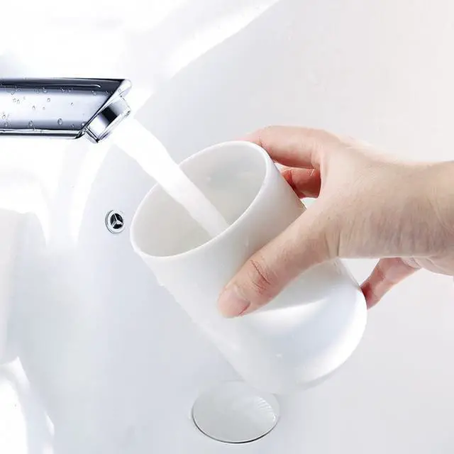 Alt view image 6 of 6 - Bathroom Tumblers 2Pcs, Mouthwash Cup, Toothbrush Holders, Drink Mug, Pen Holder, Unbreakable Dishwasher Safe, 10fl.oz(300ml)/Pcs (White & White)
