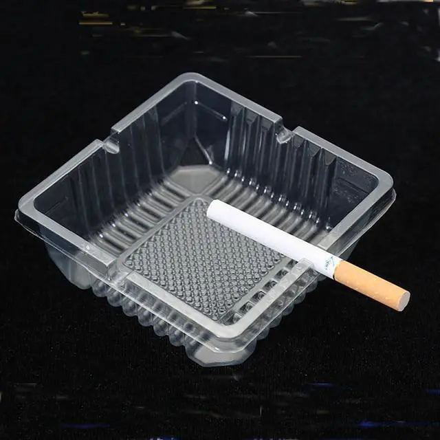 Alt view image 2 of 4 - 50PCS Disposable Ashtrays Clear Portable Ash holder Square Plastic Ash Tray for Cigarettes Outdoor Indoor Quickly Extinguish Cigarette, 4.3inch X 4.3inch