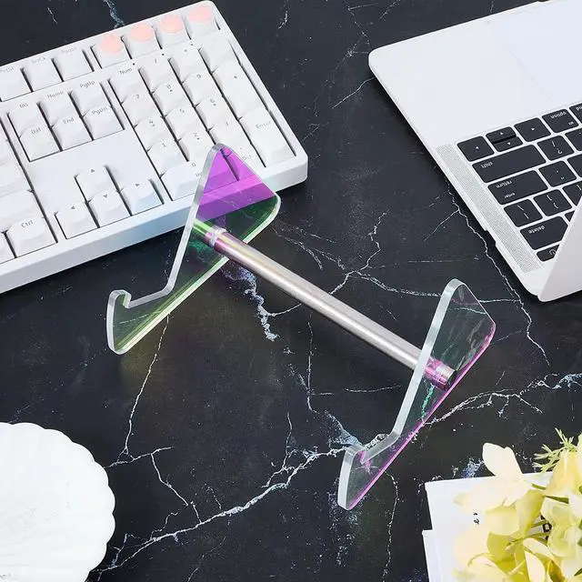 Alt view image 3 of 7 - Keyboard Display Stand Acrylic Keyboard Shelf Colorful Iron Detachable Portable Mechanical Computer Storage Desktop Tray Rack Holder for Tablet Picture Frame Home Office Supplies