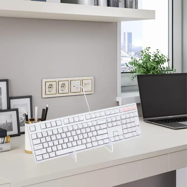 Alt view image 4 of 7 - Keyboard Display Stand Acrylic Keyboard Shelf Colorful Iron Detachable Portable Mechanical Computer Storage Desktop Tray Rack Holder for Tablet Picture Frame Home Office Supplies