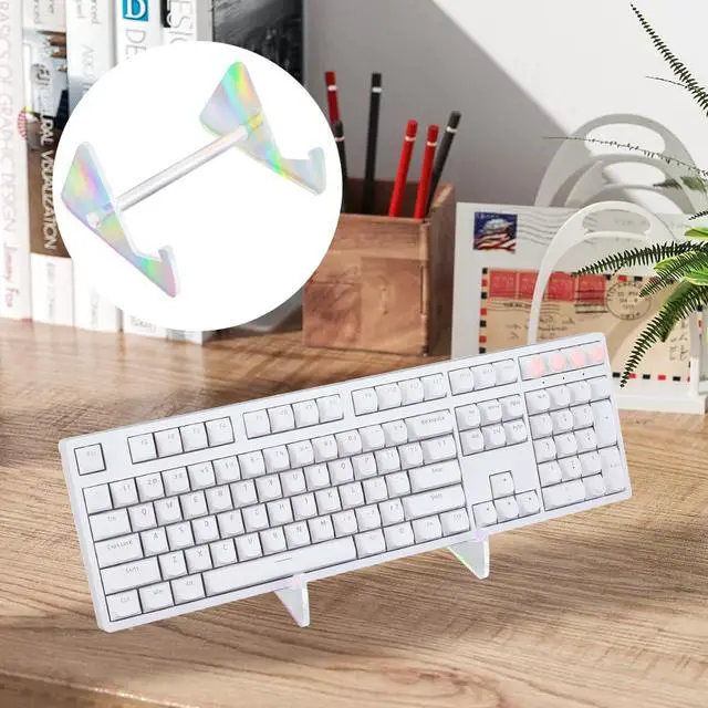 Alt view image 6 of 7 - Keyboard Display Stand Acrylic Keyboard Shelf Colorful Iron Detachable Portable Mechanical Computer Storage Desktop Tray Rack Holder for Tablet Picture Frame Home Office Supplies