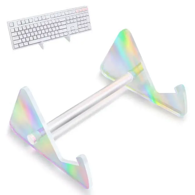 Alt view image 7 of 7 - Keyboard Display Stand Acrylic Keyboard Shelf Colorful Iron Detachable Portable Mechanical Computer Storage Desktop Tray Rack Holder for Tablet Picture Frame Home Office Supplies