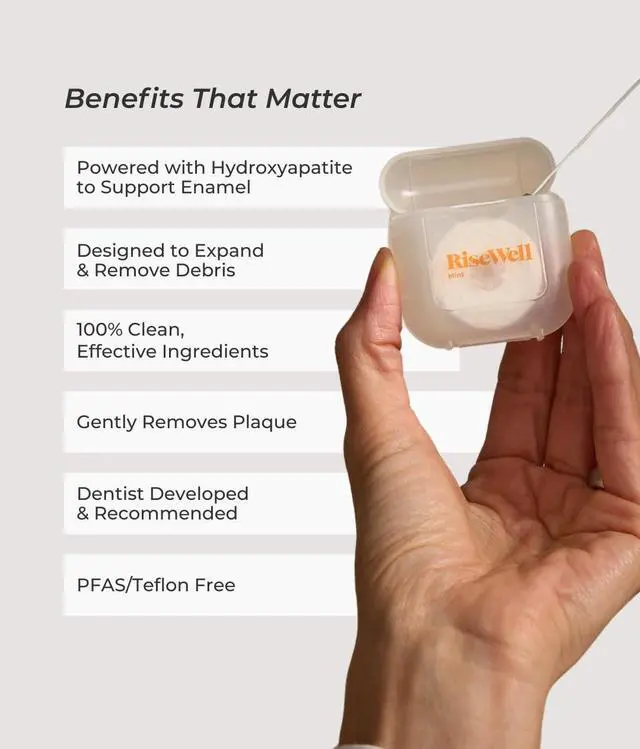Alt view image 3 of 5 - Scrubby Tooth Floss - Natural PFAS Free Floss for Teeth with Hydroxyapatite and Xylitol - Dentist-Formulated Plaque Remover for Teeth - Vegan, Expanding Dental Flossers, Mint Waxed, 30 Yards