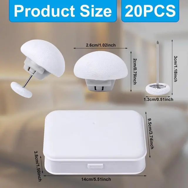 Alt view image 2 of 7 - 20pcs Duvet Pin Duvet Clips, Double Sided Mushroom Comforter Snaps Holder, One Key to Open Duvet Corner Cover Clips, Anti-Slip Button Fasteners for Curtains Cushions Quilts Hold Bedding Accessories