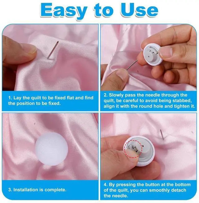 Alt view image 5 of 7 - 20pcs Duvet Pin Duvet Clips, Double Sided Mushroom Comforter Snaps Holder, One Key to Open Duvet Corner Cover Clips, Anti-Slip Button Fasteners for Curtains Cushions Quilts Hold Bedding Accessories