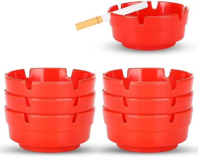 Main image of 4.25" x 1.75 Red Plastic Ashtrays -6ct